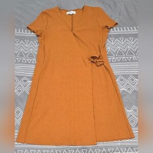 Madewell Texture & Thread Faux Wrap Dress With Side Tie Detail Size XS